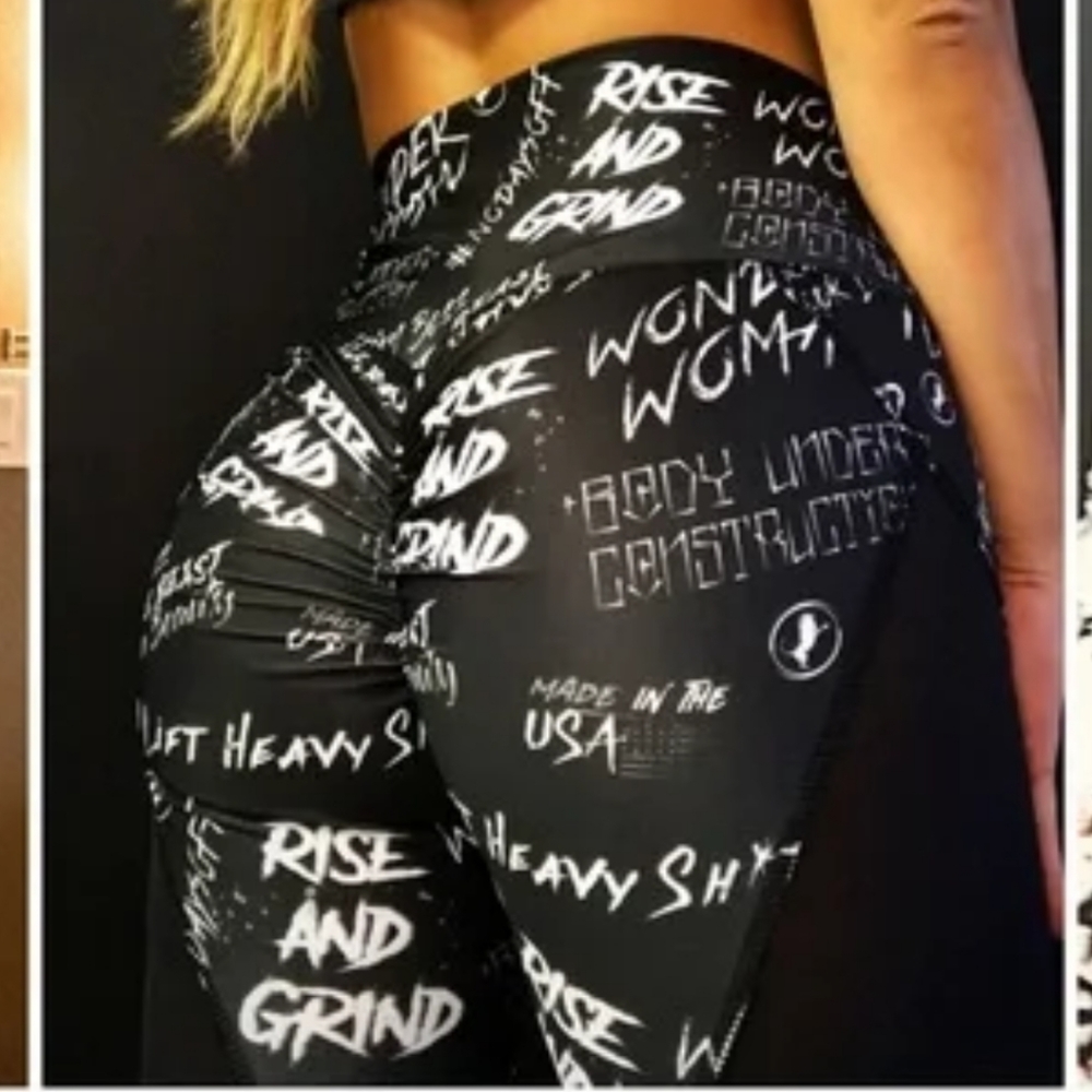PRICE DROP!! ABS2B NWOT / Badass Quotes Capri Leggings / SZ XL / Blk background